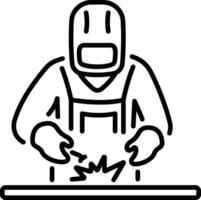 Welder worker linear character icon vector