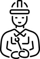 Linear character icon of machine operator vector