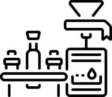 A linear style icon of a packaging machine vector