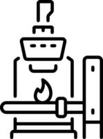 Metal forging process icon in line style vector
