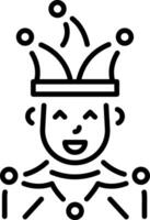 Character wearing jester costume, line style icon vector