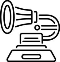 Vintage gramophone icon in line style vector