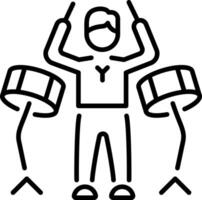 Linear style icon of a drummer performing a drumbeat vector