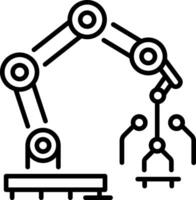 A linear icon of industrial robotic arm vector