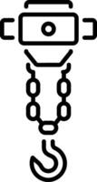 Chain pulley with hook, line style icon vector