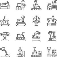 Factory Production Linear Icon Collection vector