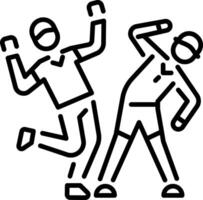 People at a party doing breakdance, line icon vector