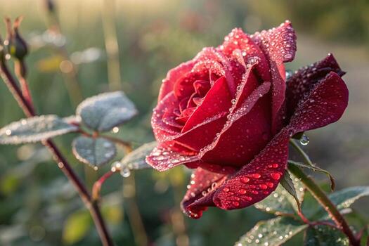 a rose is floating in water with a drop of water photo