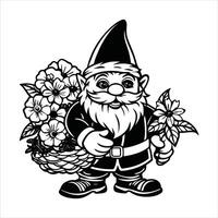 Bearded Gnome with Garden Tools vector