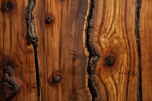 Unique texture of aged wood displaying rich grains and cracks in natural patterns photo