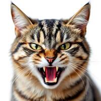 Angry Tabby Cat with Open Jaw photo