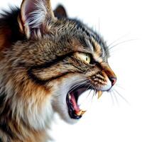 Close-up of a Tabby Cat with a Ferocious Expression photo