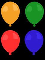 Four colored balloons on a black background vector