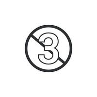 A illustration of a flat design warning against up to three uses. vector