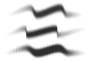 Dotted shapes. Abstract gradient wavy elements isolated on white background. Halftone geometric lines with gradation texture. Curved dynamic set. vector