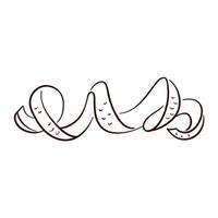 Lemon peel in a curled shape in line art style. Hand drawn design for botanical, culinary and summer theme. illustration isolated on a white background. vector