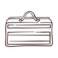 Repairing Tool Box in line art style. Plumber, builder working tool equipment hand drawn concept. Toolkit for industrial, hardware store. Portable plastic tool box isolated on a white background. vector