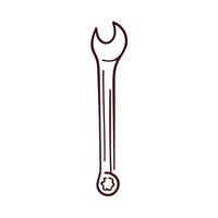 Wrench tool logo in line art style. Repair and maintenance service symbol for construction business isolated on a white background. vector