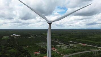 Wind power tower in operation seen from behind video