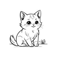 Cute Kitten Line Art Illustration. Isolated on white background vector