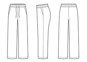 Womans home pants front, back and side views vector