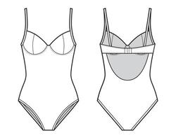 One Piece Swimsuit illustration with front and back view vector