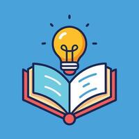 Cartoon Open Book with Idea Lightbulb Illustration vector