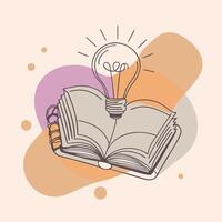 Book with Lightbulb Cartoon Design vector