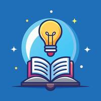 Flat Style Book with Lightbulb Creative Idea Icon vector
