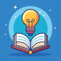 Flat Open Book and Idea Concept Cartoon Illustration vector