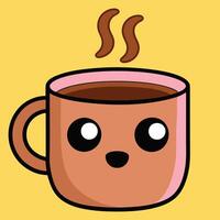 Kawaii Coffee Mug Character with Happy Expression vector