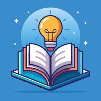 Flat Style Open Book and Lightbulb vector