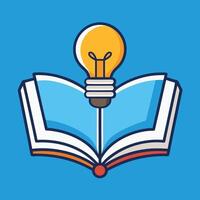 Open Book with Lightbulb Symbolizing Learning Idea vector