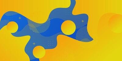 Orange and blue geometric business banner design. Creative banner design with wave shape and circle background for template. Simple horizontal banner. Eps10 vector