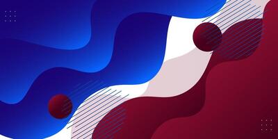 Blue and red geometric business banner design. Creative banner design with wave and circle shape as template. Simple design on white horizontal banner. eps10 vector