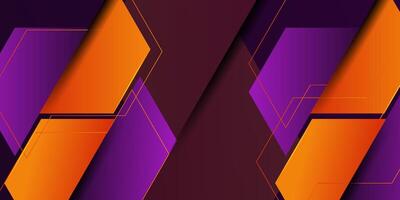 Abstract 3D background with purple and orange gradient colors. Hexagonal cut pattern overlay shape. Cool design. Eps10 vector
