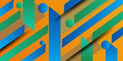 Abstract 3D background with overlapping blue and green shapes on orange background.Eps10 vector