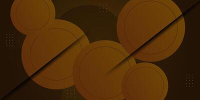 Abstract 3D background with colorful brown circle pattern elements on dark colored background. Eps10 vector