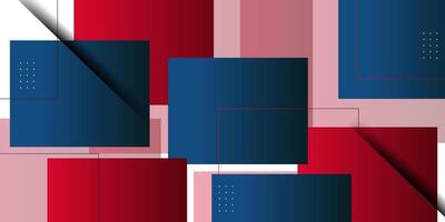 Abstract blue and red geometric background overlapping template with dynamic and simple square pattern. Colorful background with trendy shape design. Eps10 vector