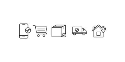 Icons of online shopping steps ideal for web design, infographics, ecommercerelated content, social media posts, presentations, and marketing materials. vector