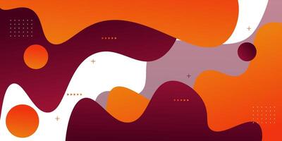 Orange and red geometric business banner design. Creative banner design with wave and line shape as template. Simple design on white horizontal banner. Eps10 vector