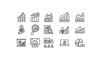 Set icon growth line drawings charts and graphs for business. Ideal for presentations, reports, financial content, and marketing materials. vector