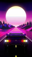 Geometrical Car Driving on a Road- 90s Computer Game Style video