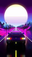 Geometrical Car Driving on a Road - Retro Computer Game Style video
