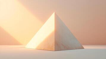A pyramid with a light shining on it photo