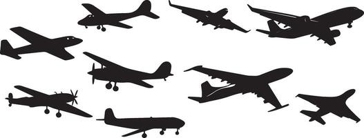 Airplane silhouette set vector