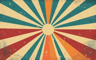 Retro grunge background with sunburst vector