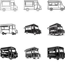 Black silhouette icon Set-Food trucks icon simple silhouette flat design vector