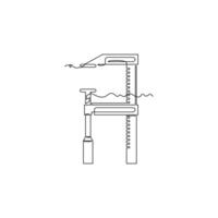 one line art F Clamp illustration. line art, one continuous line, simple, hand drawn and sketch style. for icons, symbols, signs or logos vector