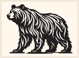 Majestic Wild Bear Silhouette in a Powerful Stance vector